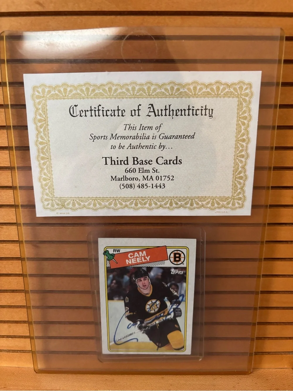 Cam Neely Autographed Boston Bruins Hockey Card with COA